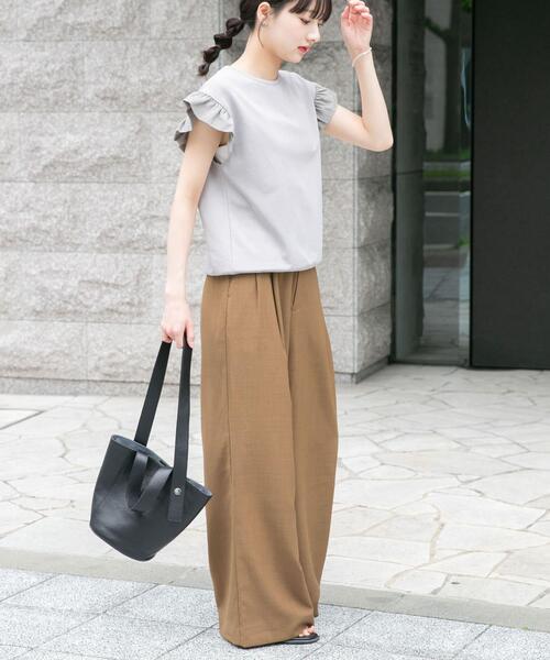ITEMS URBANRESEARCH(アイテムズ アーバンリサーチ)の「袖フリルミニ裏毛Tシャツ(Tシャツ/カットソー・レディース・ブラック/グレー/ライトベージュ・FREE)」の13枚目の写真