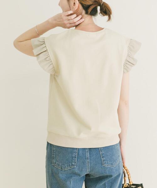 ITEMS URBANRESEARCH（アイテムズ アーバンリサーチ）の「袖フリルミニ裏毛Tシャツ（Tシャツ/カットソー・レディース・ブラック/グレー/ライトベージュ・FREE）」の4枚目の写真