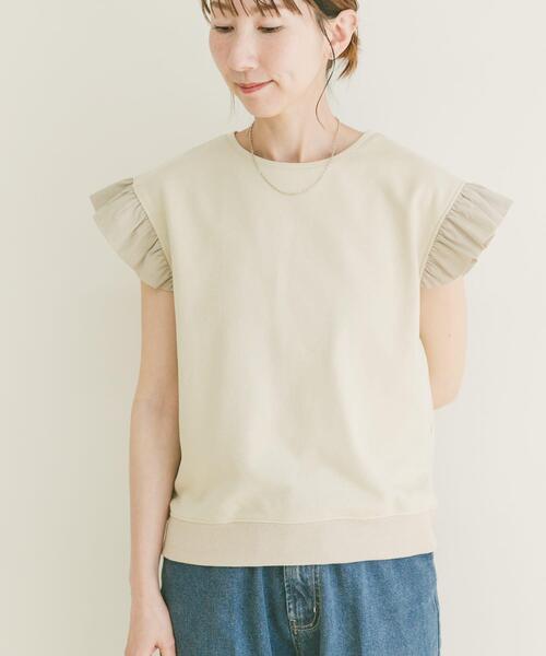 ITEMS URBANRESEARCH（アイテムズ アーバンリサーチ）の「袖フリルミニ裏毛Tシャツ（Tシャツ/カットソー・レディース・ブラック/グレー/ライトベージュ・FREE）」の5枚目の写真