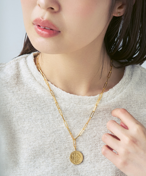 Chibi Jewels (チビジュエルズ)の「chibi jewels/チビジュエルズ rectangle chain Mex Coin Necklace(ネックレス・レディース・ゴールド・FREE)」の1枚目の写真