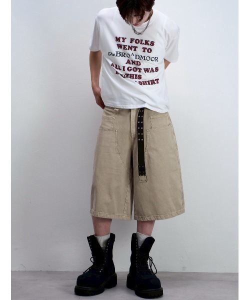 Chikashitsu +(チカシツプラス)の「【Chikashitsu +】wide carpenter bermuda pants / 【チカシツプラス】ワイドカーペンターハーフパンツ(デニムパンツ・メンズ・ベージュ/ブラック・L/M)」の20枚目の写真
