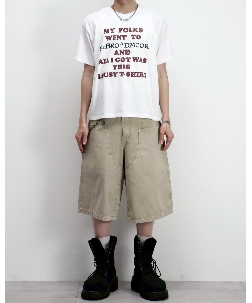 Chikashitsu +(チカシツプラス)の「【Chikashitsu +】wide carpenter bermuda pants / 【チカシツプラス】ワイドカーペンターハーフパンツ(デニムパンツ・メンズ・ベージュ/ブラック・L/M)」の21枚目の写真