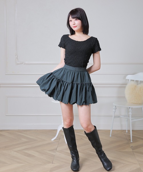 Anely(アネリー)の「Anely ツイスト オープンカット シャーリング 半袖 トップス(Tシャツ/カットソー・レディース・アイボリー/ピンク/ブラック・FREE)」の8枚目の写真