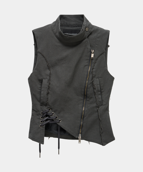 ETRE AU SOMMET（エトレオソメ）の「Diagonal Corset Vest (Dark Gray)（ベスト・レディース・ダークグレー・2/1）」の8枚目の写真
