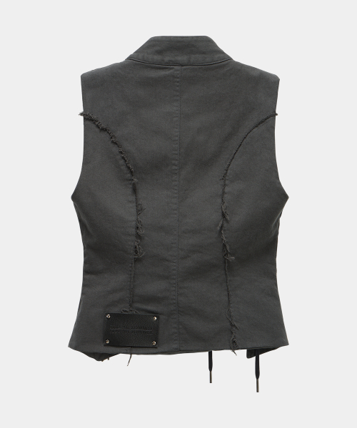ETRE AU SOMMET（エトレオソメ）の「Diagonal Corset Vest (Dark Gray)（ベスト・レディース・ダークグレー・2/1）」の9枚目の写真