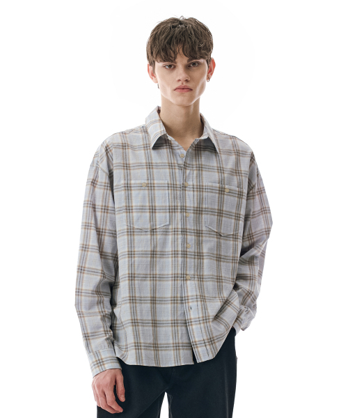 SECONDMONO（セカンドモノローグ）の「Loose Fit Check Shirt [SKYBLUE]_SESH028SKYBLUE（シャツ/ブラウス・レディース・その他・SMALL/MEDIUM/LARGE）」の3枚目の写真