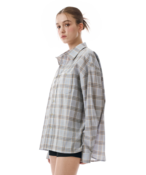 SECONDMONO（セカンドモノローグ）の「Loose Fit Check Shirt [SKYBLUE]_SESH028SKYBLUE（シャツ/ブラウス・レディース・その他・SMALL/MEDIUM/LARGE）」の4枚目の写真