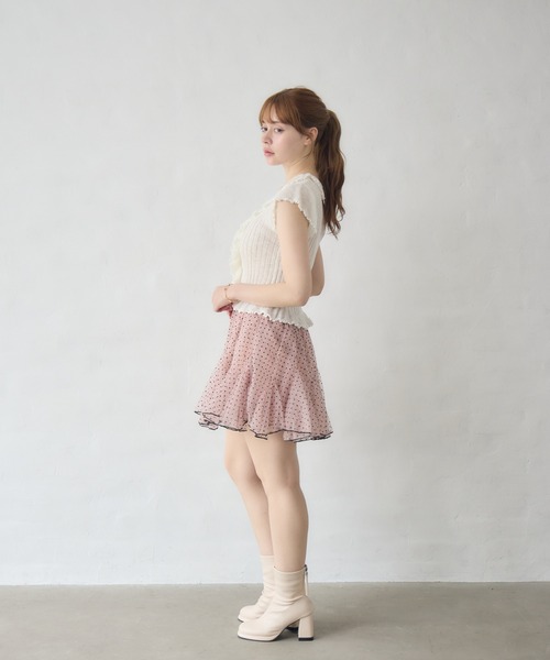 Siel(シエル)の「フリルデザインボタンカーディガン 冬服(カーディガン/ボレロ・レディース・ピンク/ライトブルー/グレー/ホワイト・FREE)」の11枚目の写真