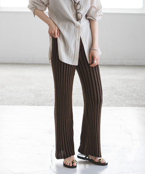 Noble(ノーブル)の「《別注カラー》PROVOKE/プロヴォーク loopyarn stripe pants(その他パンツ・レディース・ベージュ/ブラウン・FREE)」の2枚目の写真