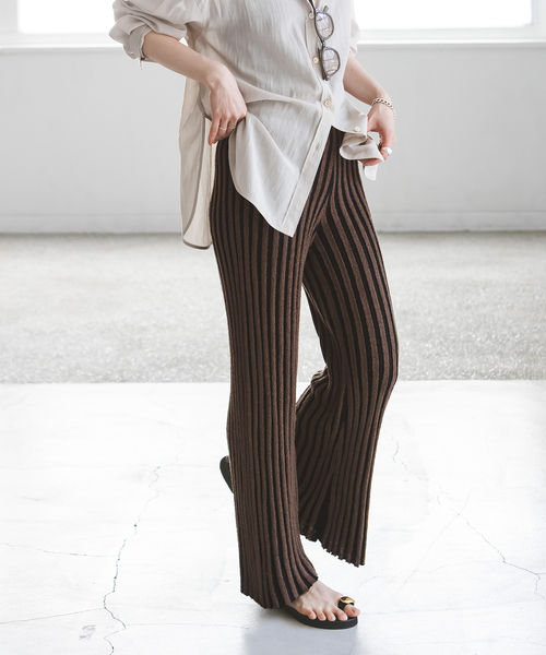 Noble(ノーブル)の「《別注カラー》PROVOKE/プロヴォーク loopyarn stripe pants(その他パンツ・レディース・ベージュ/ブラウン・FREE)」の3枚目の写真
