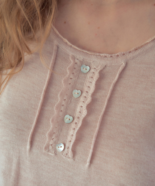 OURNOSTALGIA（アワー ノスタルジア）の「Rielle Summer Wool Half Knit_Soft Pink(OC26KN25)（ニット/セーター・レディース・ライトピンク・FREE）」の4枚目の写真