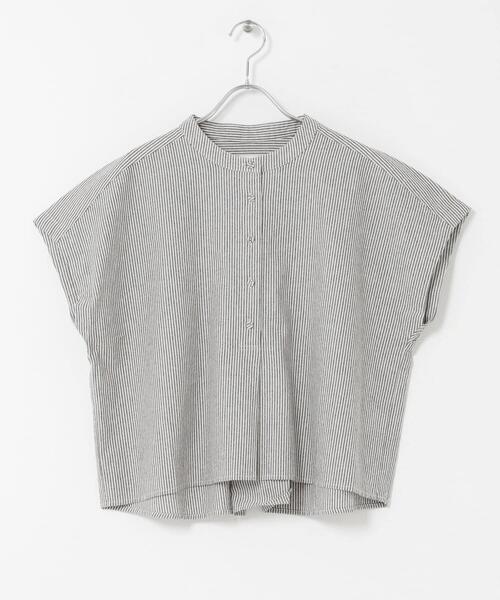 URBAN RESEARCH DOORS(アーバンリサーチドアーズ)の「ストライプクロップドブラウス(シャツ/ブラウス・レディース・ミント/ブラック/ブルー・FREE)」の8枚目の写真