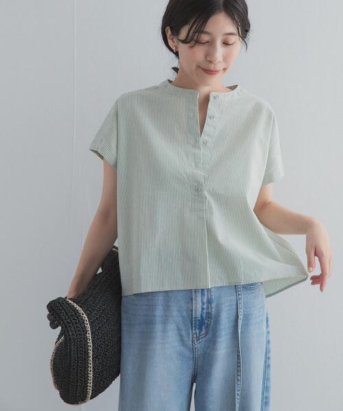 URBAN RESEARCH DOORS(アーバンリサーチドアーズ)の「ストライプクロップドブラウス(シャツ/ブラウス・レディース・ミント/ブラック/ブルー・FREE)」の14枚目の写真