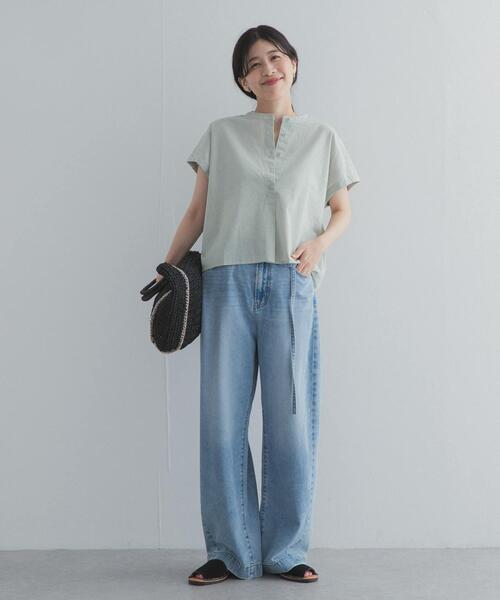 URBAN RESEARCH DOORS(アーバンリサーチドアーズ)の「ストライプクロップドブラウス(シャツ/ブラウス・レディース・ミント/ブラック/ブルー・FREE)」の15枚目の写真