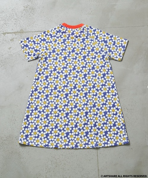 pairmanon(ペアマノン)の「【wiggle wiggle】ガールズ 総柄 リンガー襟 半袖 Tシャツ ワンピース(ワンピース・キッズ・ブルー/オレンジ/ピンク・90/100/110/120/130/140/150)」の22枚目の写真