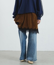 ROSE BUD | LACE HEM SATIN SKIRT(スカート)