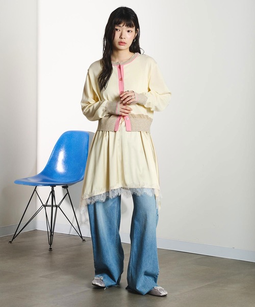 ROSE BUD(ローズバッド)の「LACE HEM SATIN SKIRT(スカート・レディース・ブラウン/ライトイエロー・ONE SIZE)」の5枚目の写真