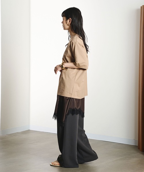 ROSE BUD(ローズバッド)の「LACE HEM SATIN SKIRT(スカート・レディース・ブラウン/ライトイエロー・ONE SIZE)」の12枚目の写真