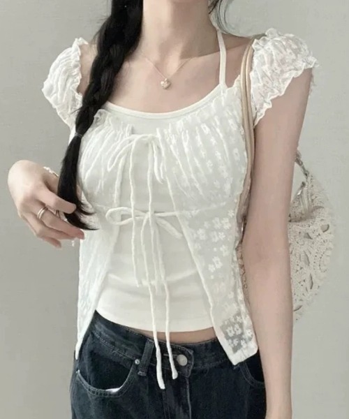 AVYL(アヴィル)の「フロントリボンギャザーオフショルブラウス(シャツ/ブラウス・レディース・ホワイト/ブラック・M)」の4枚目の写真