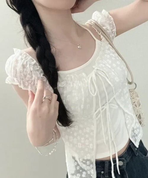 AVYL(アヴィル)の「フロントリボンギャザーオフショルブラウス(シャツ/ブラウス・レディース・ホワイト/ブラック・M)」の12枚目の写真