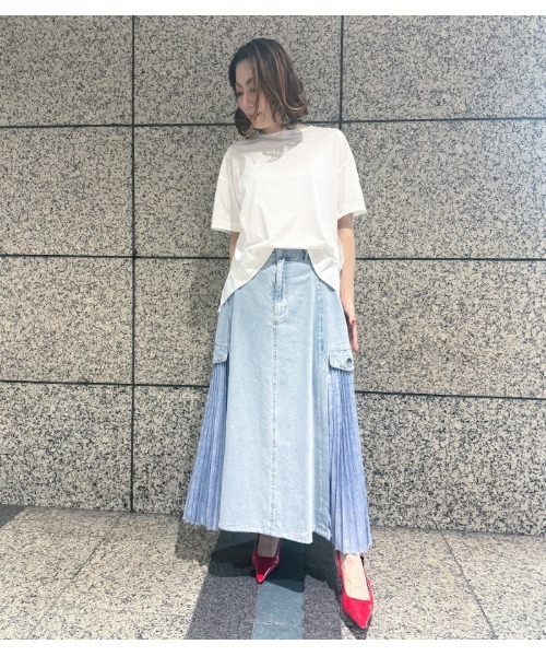 LUGIVA(ルギヴァ)の「【LUGIVA/ルギバ】サイドプリーツデニムスカート(スカート・レディース・ブルー系その他/ライトベージュ・FREE)」の6枚目の写真