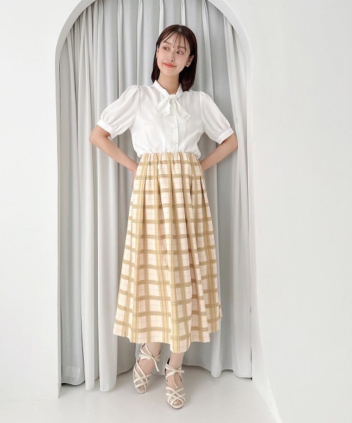 F i.n.t(フィント)の「レースハンカチ風クロスタイブラウス/fint フィント(シャツ/ブラウス・レディース・ラベンダー/オフホワイト・FREE)」の3枚目の写真