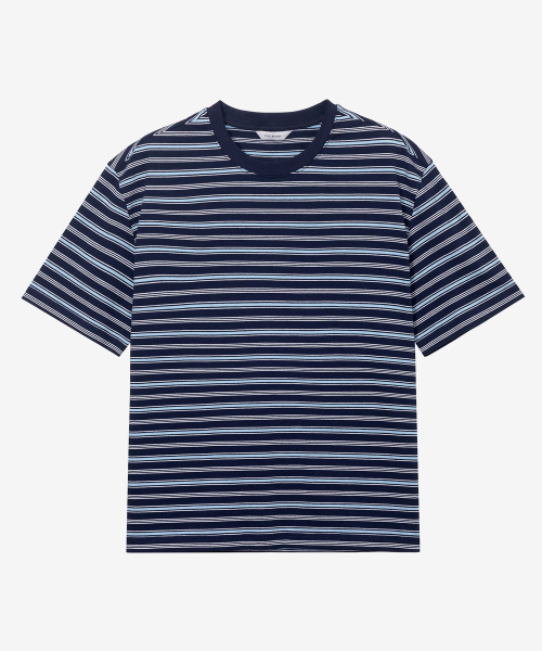 MINDBRIDGE（マインドブリッジ）の「[ON]マルチストライプクロップ半袖Tシャツ - 2カラー（Tシャツ/カットソー・メンズ・ネイビー/グレー・100/110/95/105）」の10枚目の写真