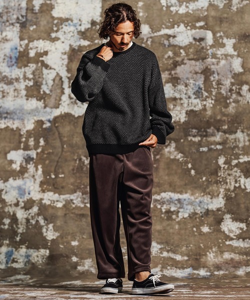 Jih Nunc(ジーヌンク)の「mn3268- ヘリンボーンオーバーサイズニット(JIH-R1201)(ニット/セーター・メンズ・ブラウン/ブラック・L/M/S)」の7枚目の写真