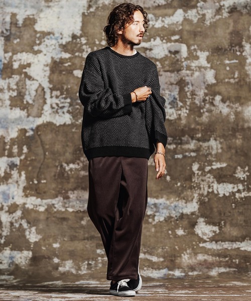 Jih Nunc(ジーヌンク)の「mn3268- ヘリンボーンオーバーサイズニット(JIH-R1201)(ニット/セーター・メンズ・ブラウン/ブラック・L/M/S)」の8枚目の写真