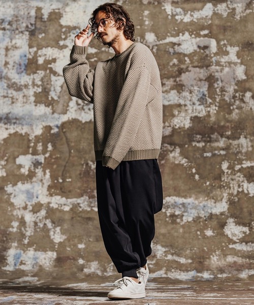 Jih Nunc(ジーヌンク)の「mn3268- ヘリンボーンオーバーサイズニット(JIH-R1201)(ニット/セーター・メンズ・ブラウン/ブラック・L/M/S)」の14枚目の写真