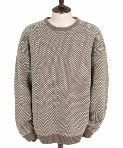 Jih Nunc(ジーヌンク)の「mn3268- ヘリンボーンオーバーサイズニット(JIH-R1201)(ニット/セーター・メンズ・ブラウン/ブラック・L/M/S)」の15枚目の写真