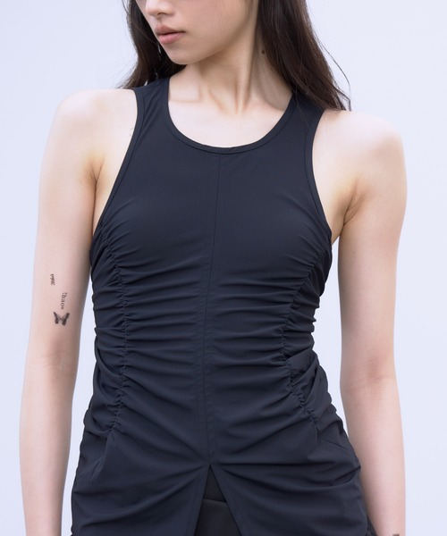 THINGS THAT MATTER(シングス ザット マター)の「BACK CUTOUT GATHERED TANK / バック カットアウト ギャザード タンク(タンクトップ・レディース・ブラック/ホワイト/ブラウン・FREE)」の2枚目の写真