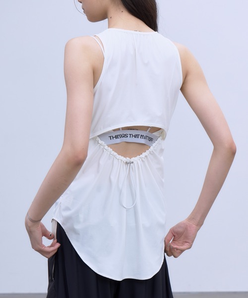 THINGS THAT MATTER(シングス ザット マター)の「BACK CUTOUT GATHERED TANK / バック カットアウト ギャザード タンク(タンクトップ・レディース・ブラック/ホワイト/ブラウン・FREE)」の6枚目の写真