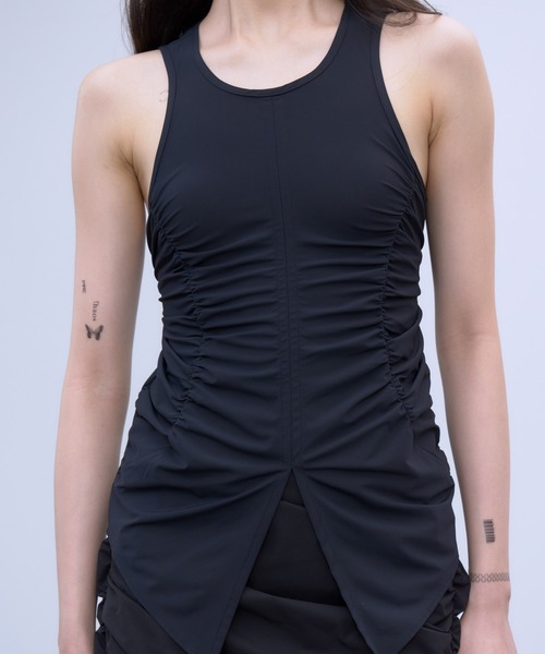 THINGS THAT MATTER(シングス ザット マター)の「BACK CUTOUT GATHERED TANK / バック カットアウト ギャザード タンク(タンクトップ・レディース・ブラック/ホワイト/ブラウン・FREE)」の10枚目の写真