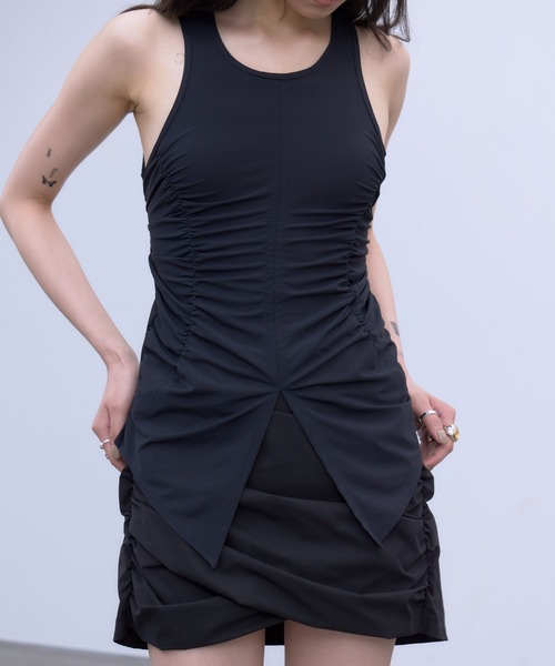THINGS THAT MATTER(シングス ザット マター)の「BACK CUTOUT GATHERED TANK / バック カットアウト ギャザード タンク(タンクトップ・レディース・ブラック/ホワイト/ブラウン・FREE)」の11枚目の写真