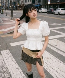 ipugo（イプゴ）の「ipugo/イプゴ エンボス パフスリーブ ブラウス 2026夏物 夏服（シャツ/ブラウス）」