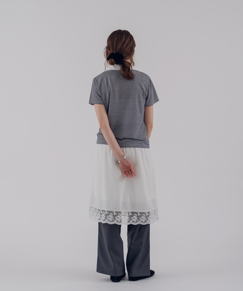 MUHET（ミュエータ）の「sheer stripe gathered polo top / シアーボーダーギャザーポロ（ポロシャツ・レディース・ブラウン/ネイビー・FREE）」の22枚目の写真