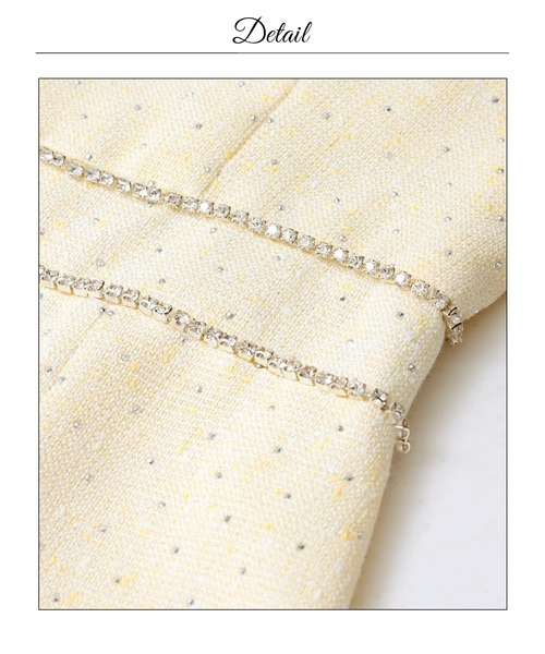 DAZZY(デイジー)の「アメスリビジューツイードAラインミニ丈キャバドレス(ドレス・レディース・アイボリー・M/S/XS)」の13枚目の写真