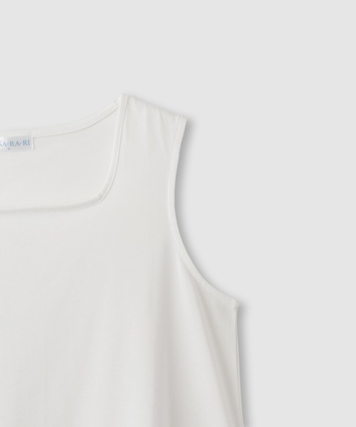 NAVY(ネイビー)の「【SARARI/サラリ】接触冷感 UVカット スクエア ネック裾レース タンクトップ(タンクトップ・レディース・ブラック/ブラウン/グレー/オフホワイト・XL/M/L)」の7枚目の写真