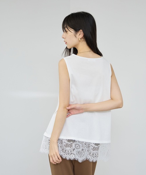 NAVY(ネイビー)の「【SARARI/サラリ】接触冷感 UVカット スクエア ネック裾レース タンクトップ(タンクトップ・レディース・ブラック/ブラウン/グレー/オフホワイト・XL/M/L)」の12枚目の写真