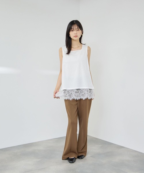 NAVY(ネイビー)の「【SARARI/サラリ】接触冷感 UVカット スクエア ネック裾レース タンクトップ(タンクトップ・レディース・ブラック/ブラウン/グレー/オフホワイト・XL/M/L)」の14枚目の写真