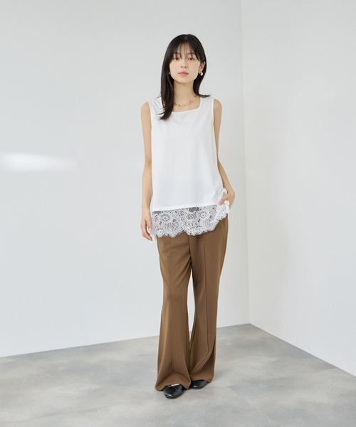 NAVY(ネイビー)の「【SARARI/サラリ】接触冷感 UVカット スクエア ネック裾レース タンクトップ(タンクトップ・レディース・ブラック/ブラウン/グレー/オフホワイト・XL/M/L)」の15枚目の写真