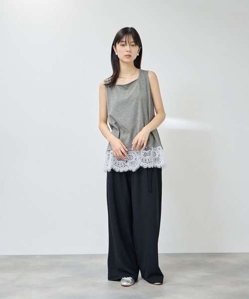 NAVY(ネイビー)の「【SARARI/サラリ】接触冷感 UVカット スクエア ネック裾レース タンクトップ(タンクトップ・レディース・ブラック/ブラウン/グレー/オフホワイト・XL/M/L)」の17枚目の写真
