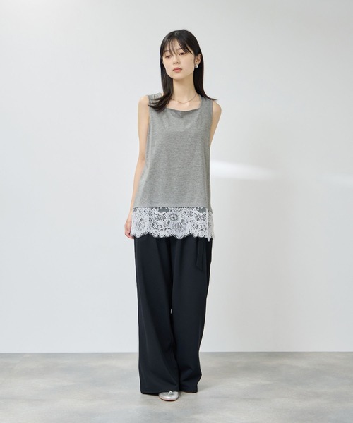 NAVY(ネイビー)の「【SARARI/サラリ】接触冷感 UVカット スクエア ネック裾レース タンクトップ(タンクトップ・レディース・ブラック/ブラウン/グレー/オフホワイト・XL/M/L)」の18枚目の写真