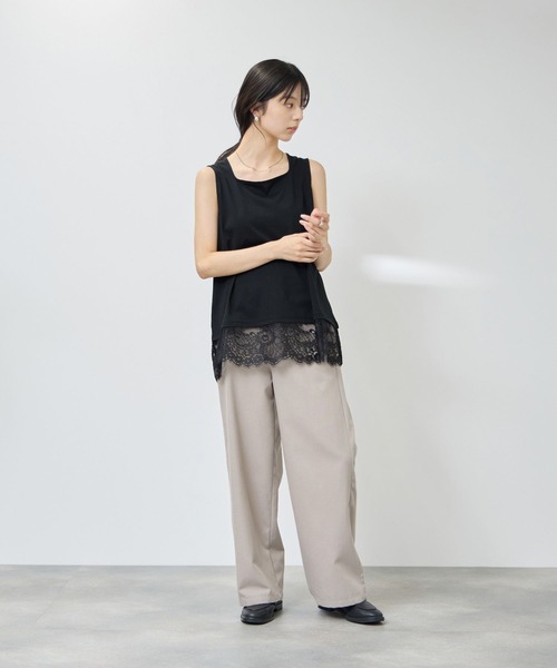 NAVY(ネイビー)の「【SARARI/サラリ】接触冷感 UVカット スクエア ネック裾レース タンクトップ(タンクトップ・レディース・ブラック/ブラウン/グレー/オフホワイト・XL/M/L)」の20枚目の写真
