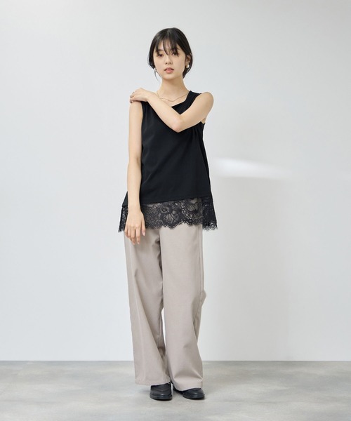 NAVY(ネイビー)の「【SARARI/サラリ】接触冷感 UVカット スクエア ネック裾レース タンクトップ(タンクトップ・レディース・ブラック/ブラウン/グレー/オフホワイト・XL/M/L)」の21枚目の写真