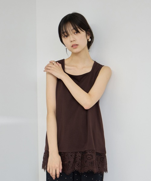 NAVY(ネイビー)の「【SARARI/サラリ】接触冷感 UVカット スクエア ネック裾レース タンクトップ(タンクトップ・レディース・ブラック/ブラウン/グレー/オフホワイト・XL/M/L)」の22枚目の写真