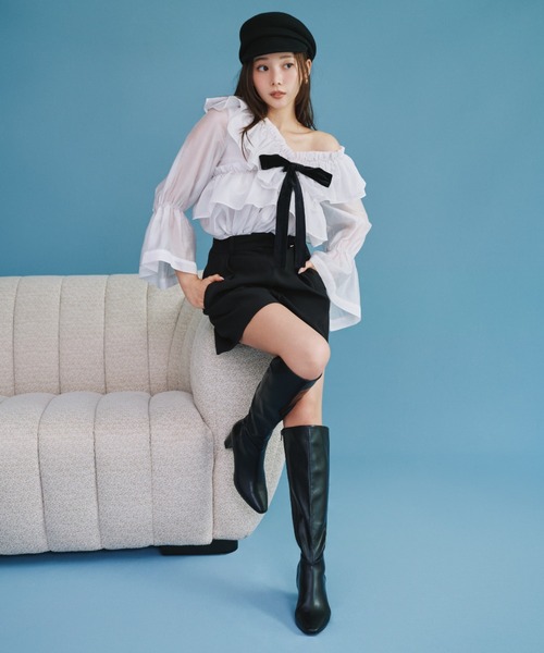 SNIDEL(スナイデル)の「フリルチュニック(その他トップス・レディース・アイボリー/ドット/ブラウン/ライトピンク・F)」の5枚目の写真