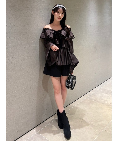 SNIDEL(スナイデル)の「フリルチュニック(その他トップス・レディース・アイボリー/ドット/ブラウン/ライトピンク・F)」の9枚目の写真