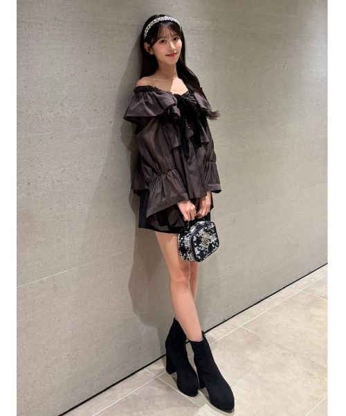 SNIDEL(スナイデル)の「フリルチュニック(その他トップス・レディース・アイボリー/ドット/ブラウン/ライトピンク・F)」の10枚目の写真